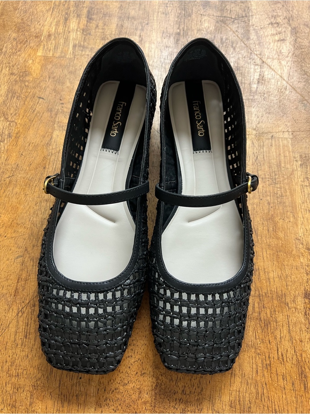 Franco Sarto Black Woven Mary Jane Flats